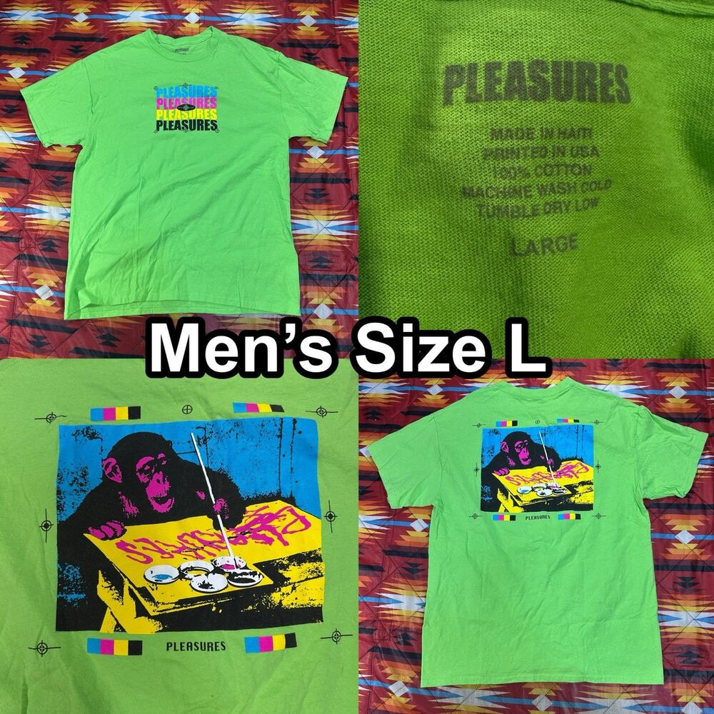 Pleasures Monkey Graphic Green T-Shirt Men's Size Large